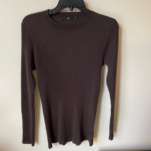 Jarbo Women’s Merino Wool Sweater Ribbed Knit in Brown Size M Minimalist Crew - Picture 1 of 7